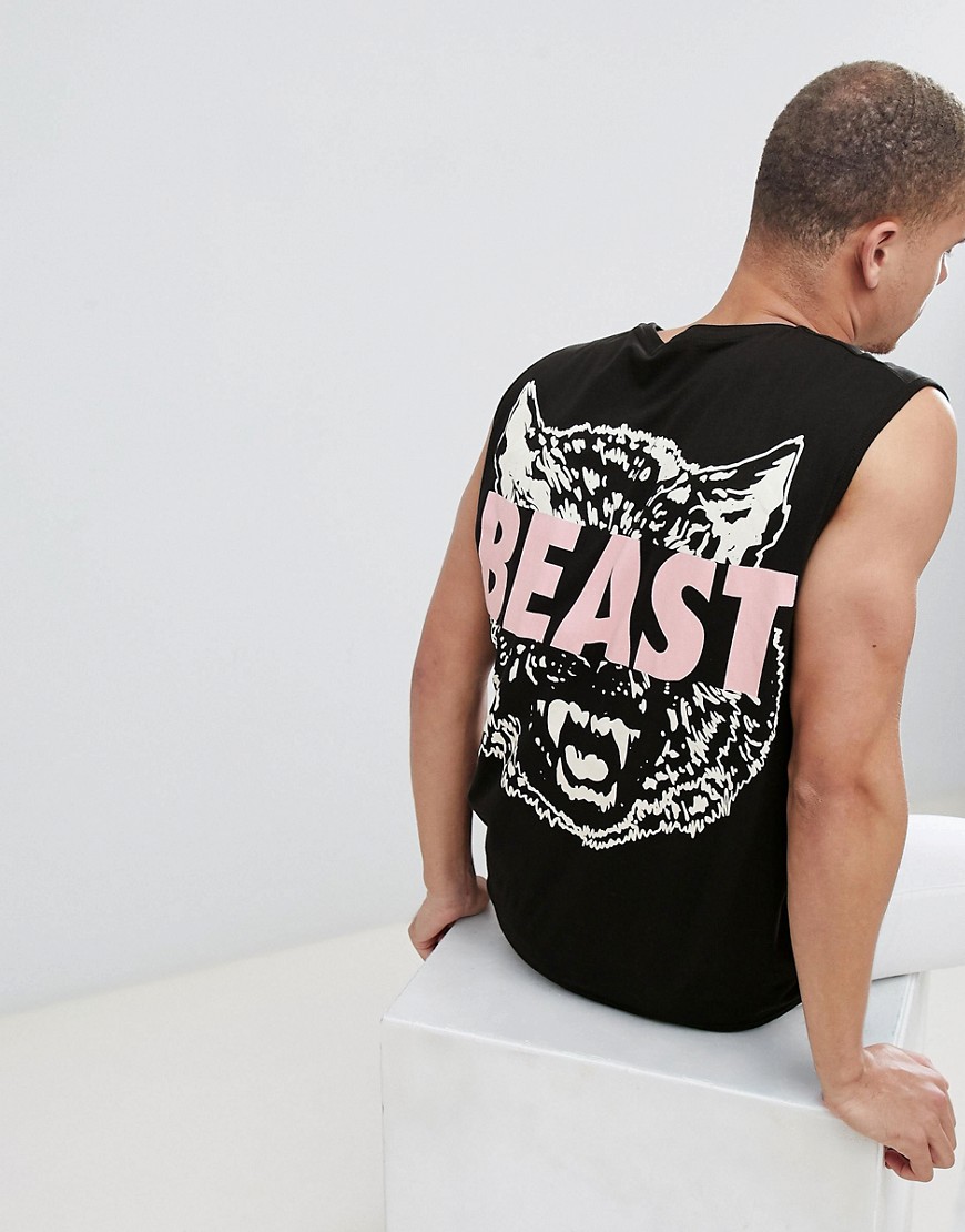 HNR LDN Beast Back Print Sleeveless T-Shirt Vest