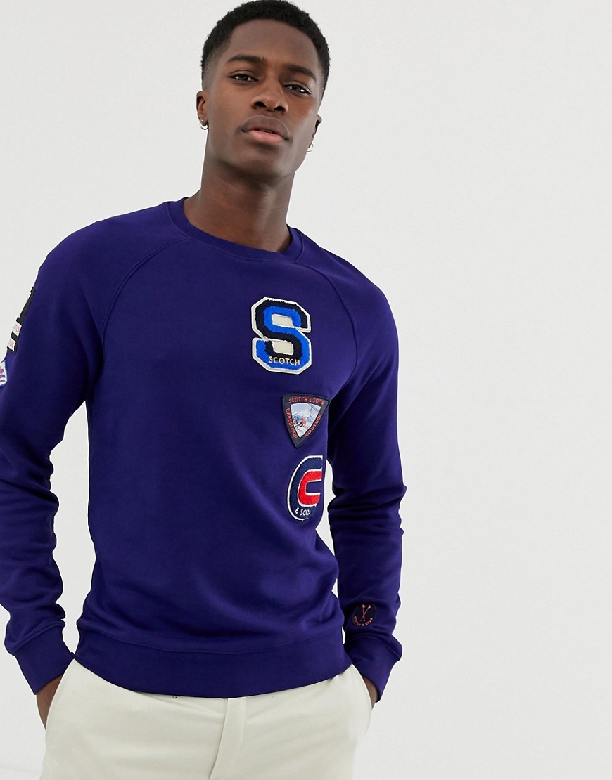 Scotch & Soda Retro-Ski Inspired Sweat With Badges And Appliques