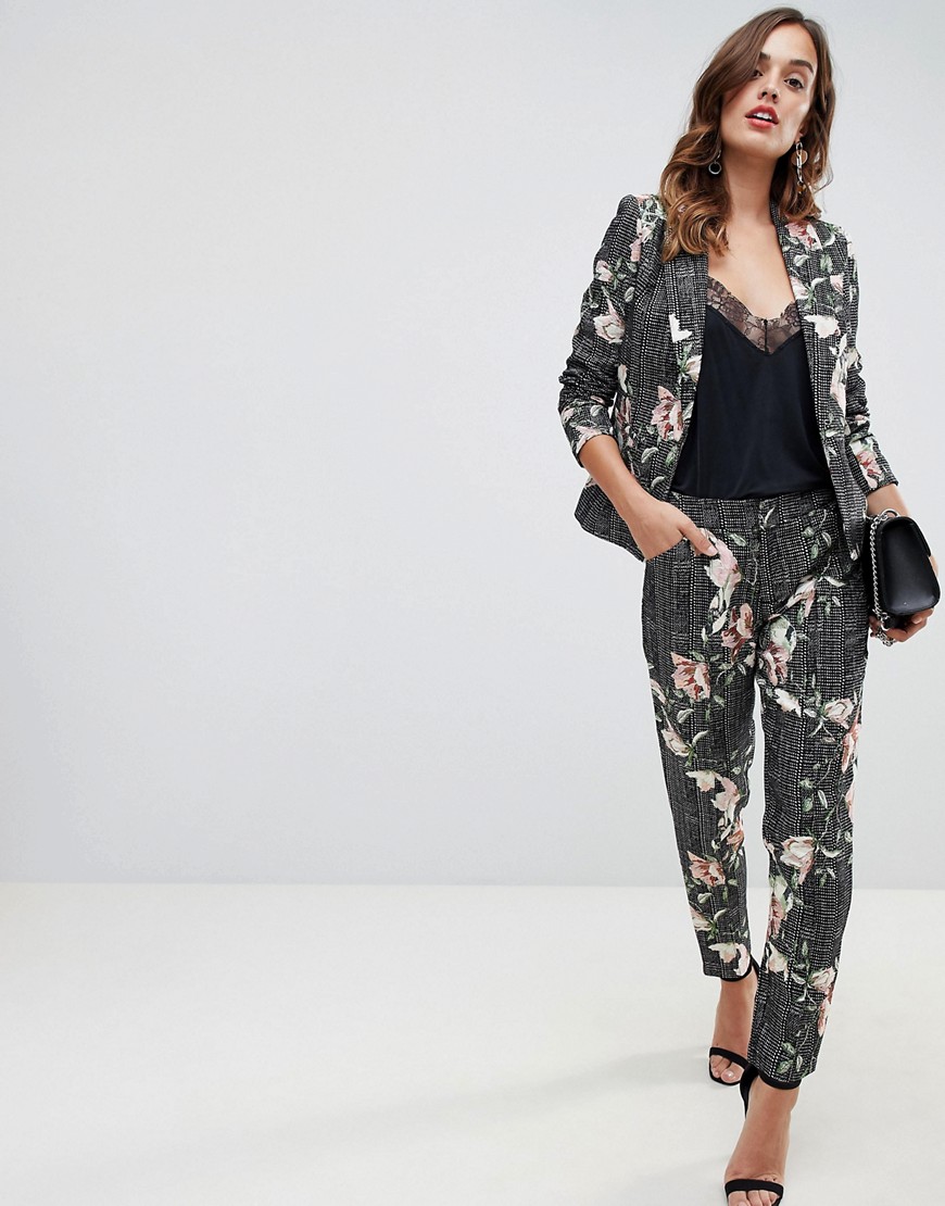 Paper Dolls floral check trouser co-ord in multi colour