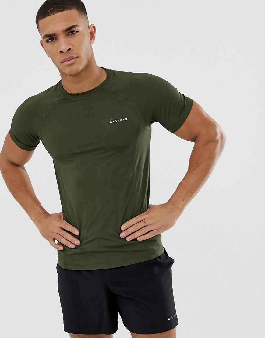 ASOS 4505 muscle t-shirt with quick dry in khaki