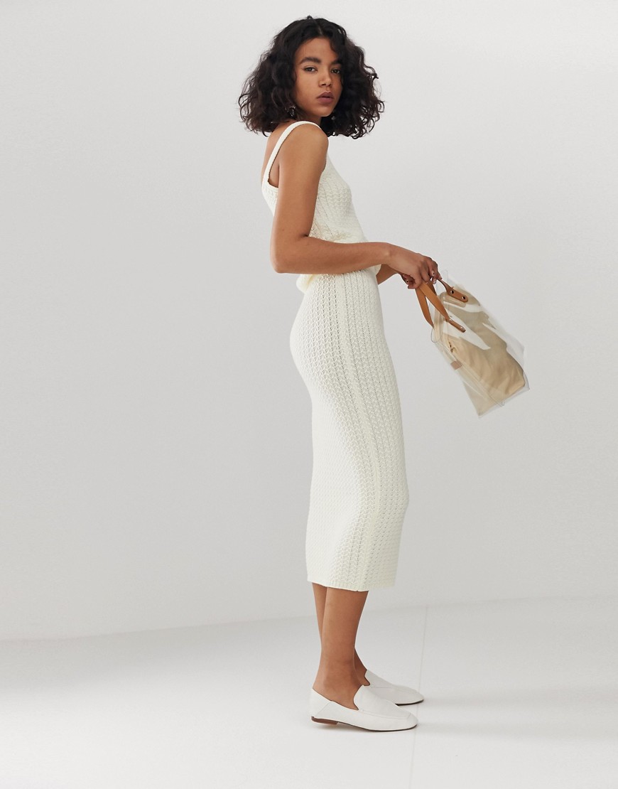 ASOS DESIGN co-ord textured knit midi skirt