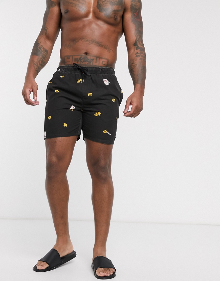 Globe Fortune swimshorts with print in black