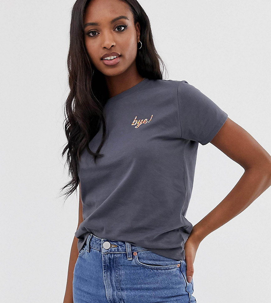 ASOS DESIGN Tall t-shirt with embroidered bye motif