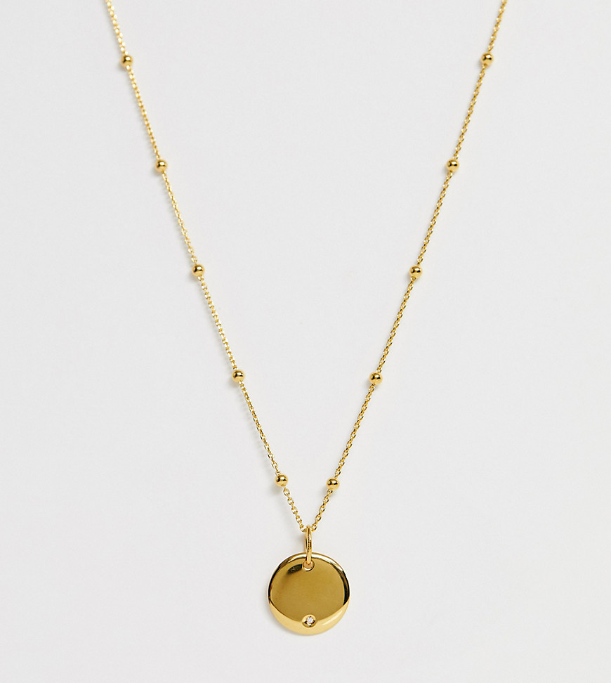 Astrid & Miyu 18k Gold Plated Coin Necklace With Diamond