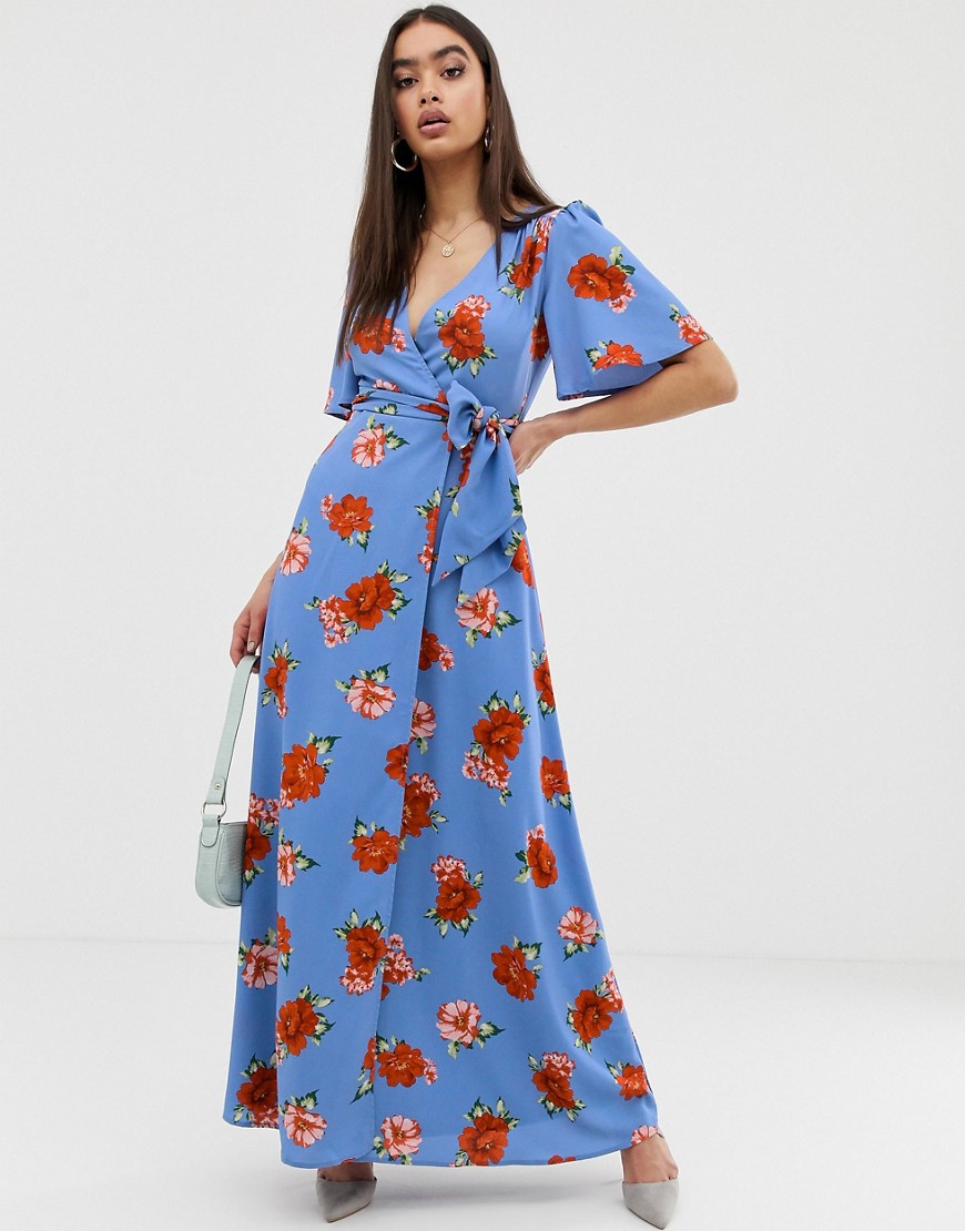Fashion Union maxi wrap dress in floral