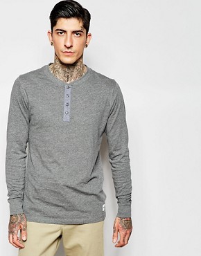 Only & Sons Long Sleeve Grandad Top with Chambray Placket