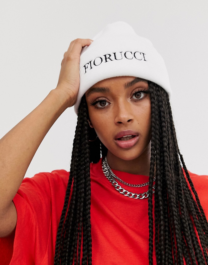 Fiorucci beanie with embroidered logo in white