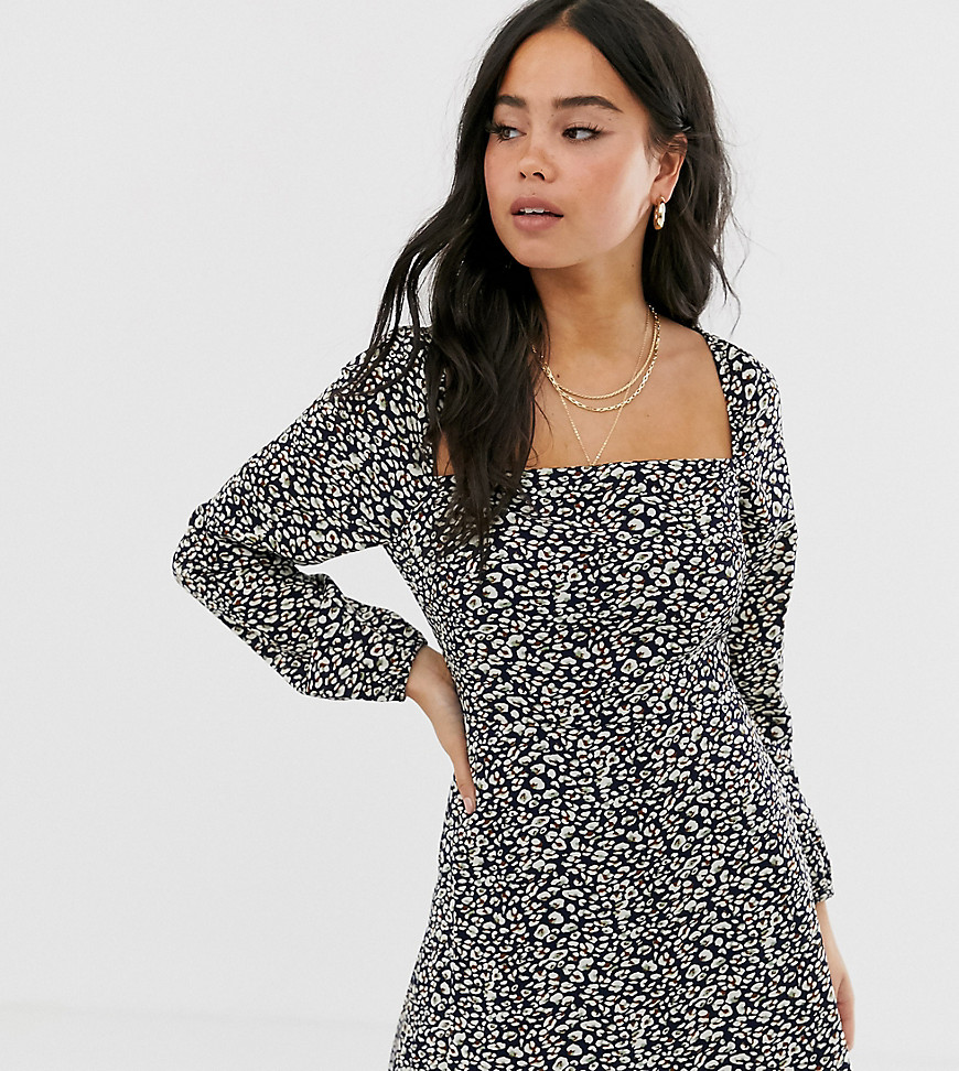 Wild Honey skater dress with square neck in leopard