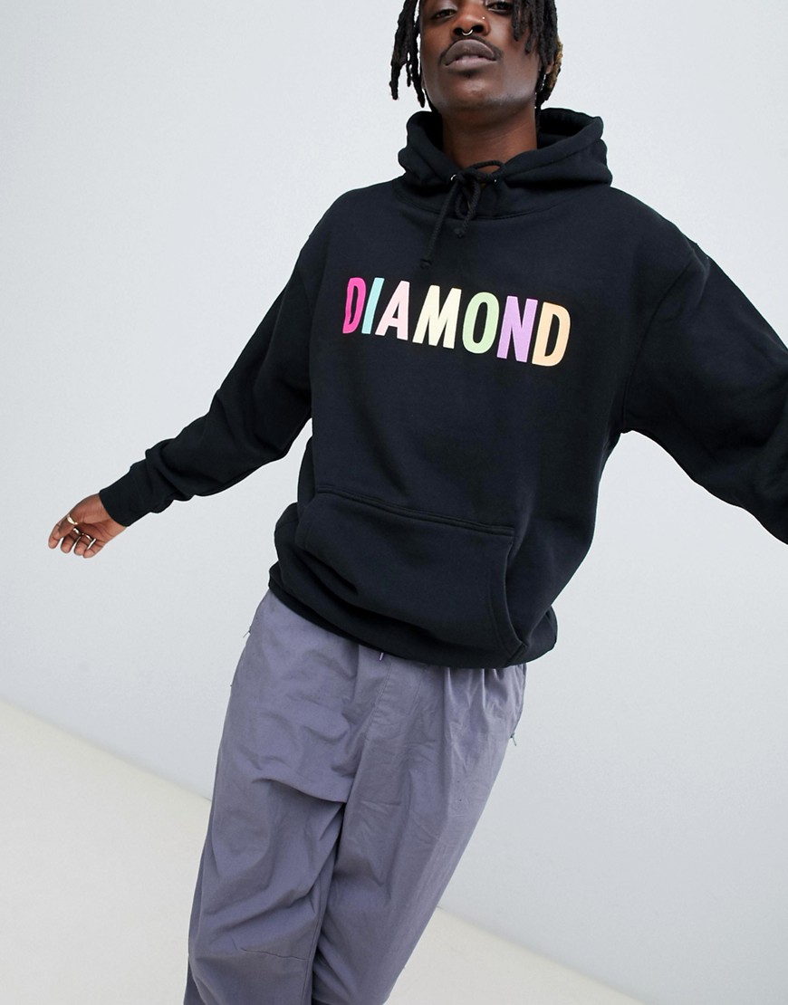 Diamond Supply Colour Pop Logo Hoodie In Black