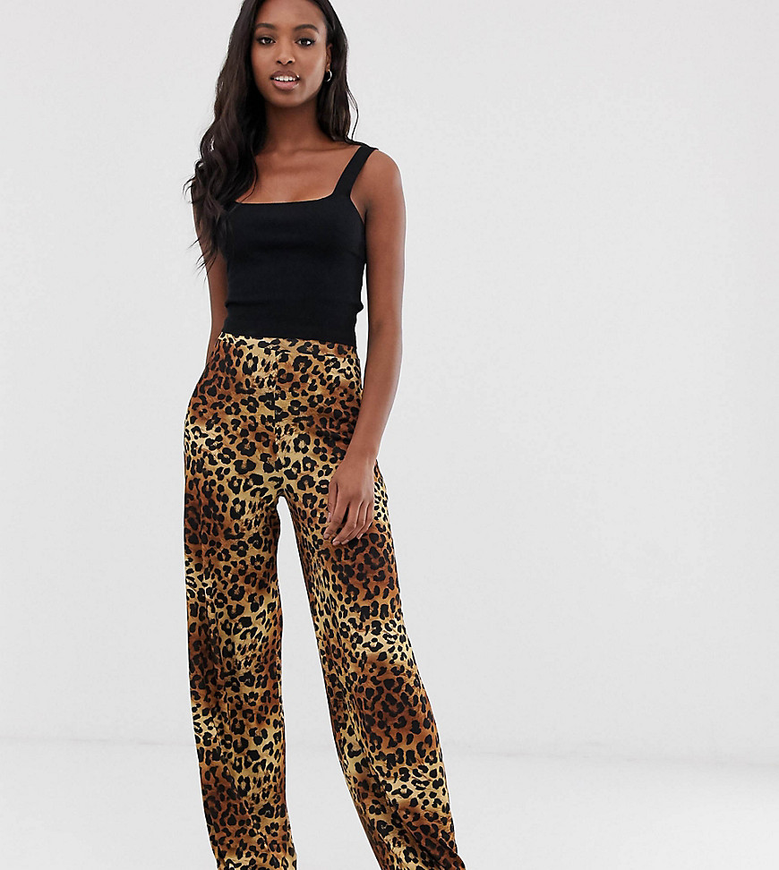 ASOS DESIGN Tall wide leg trousers in leopard print