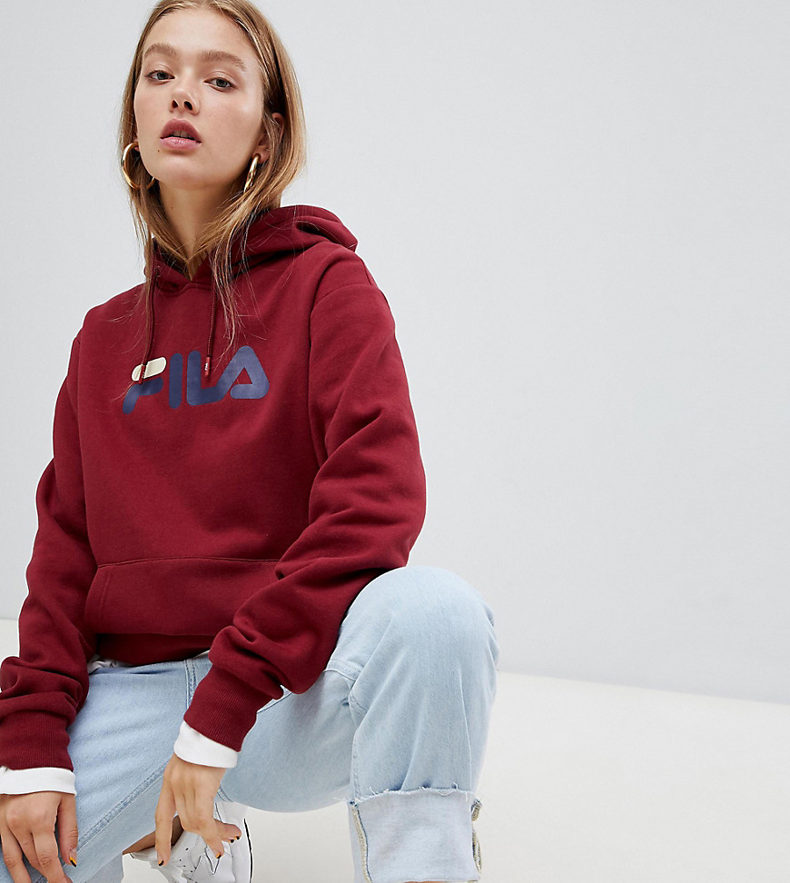 Fila Oversized Hoodie With Front Logo - Red ModeSens