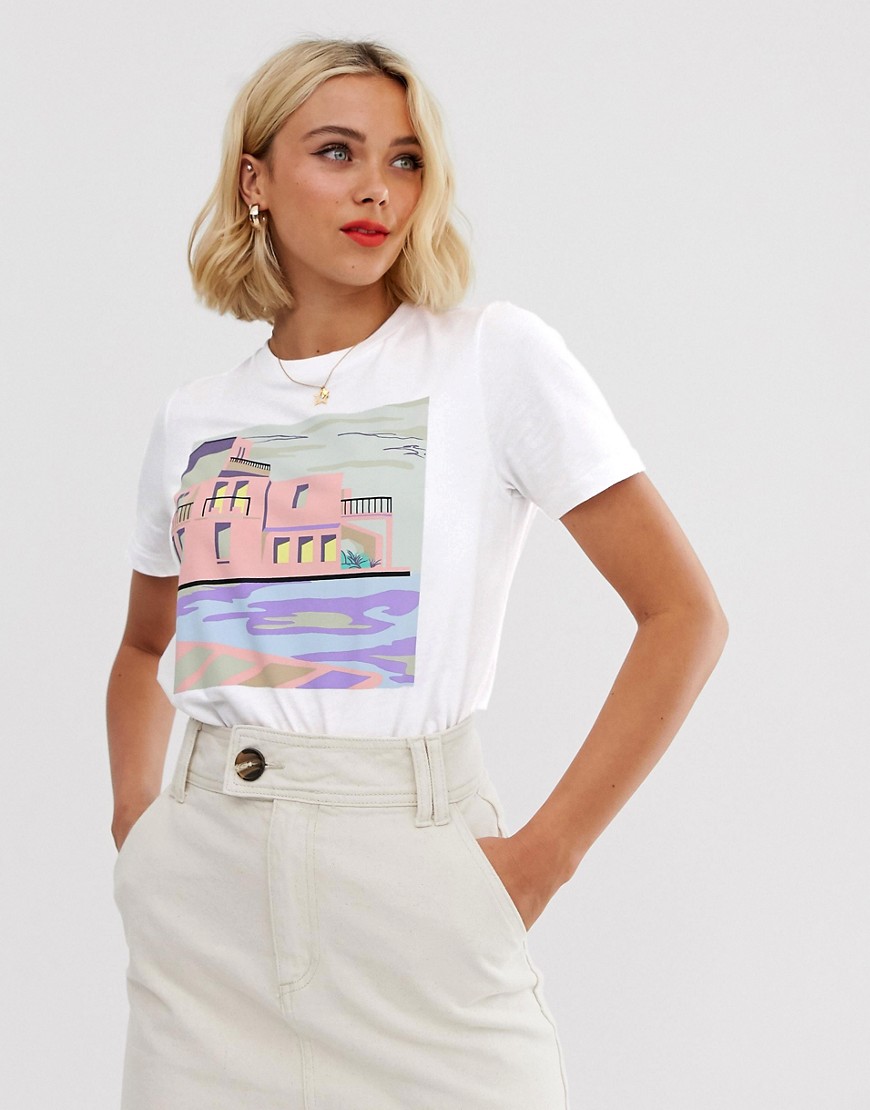 Pieces abstract print t-shirt