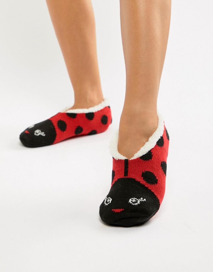 Brave Soul Lady Bird Socks - Black red white