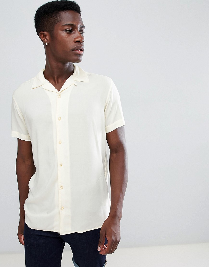 Produkt Revere Collar Short Sleeve Summer Shirt - Lemon icing