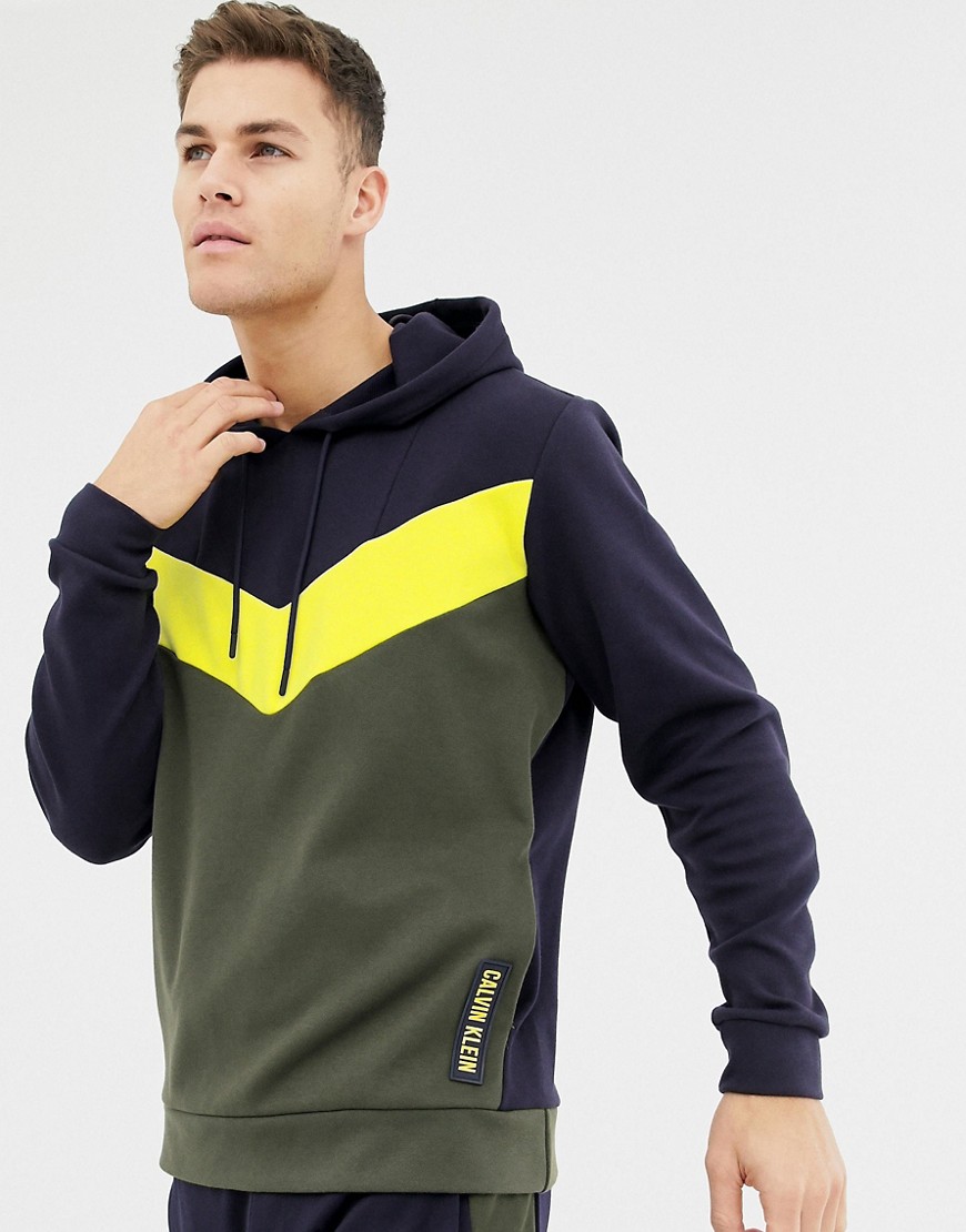 Calvin Klein Performance panelled colour block hoodie