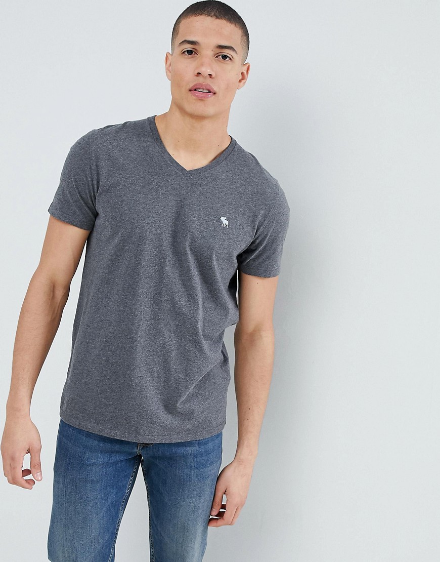 Abercrombie & Fitch Pop Icon v-neck t-shirt in dark grey
