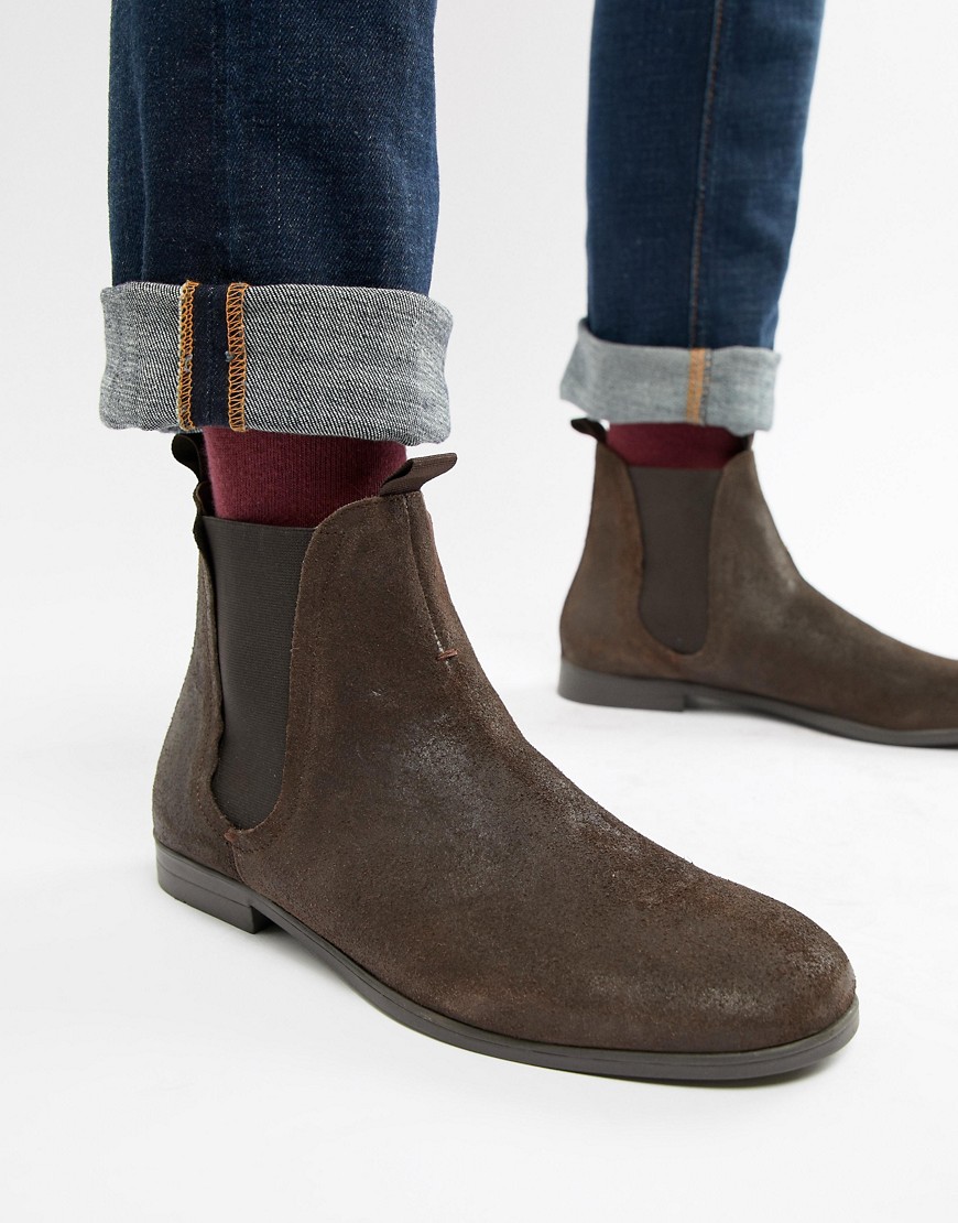 H By Hudson Atherston chelsea boots in brown suede