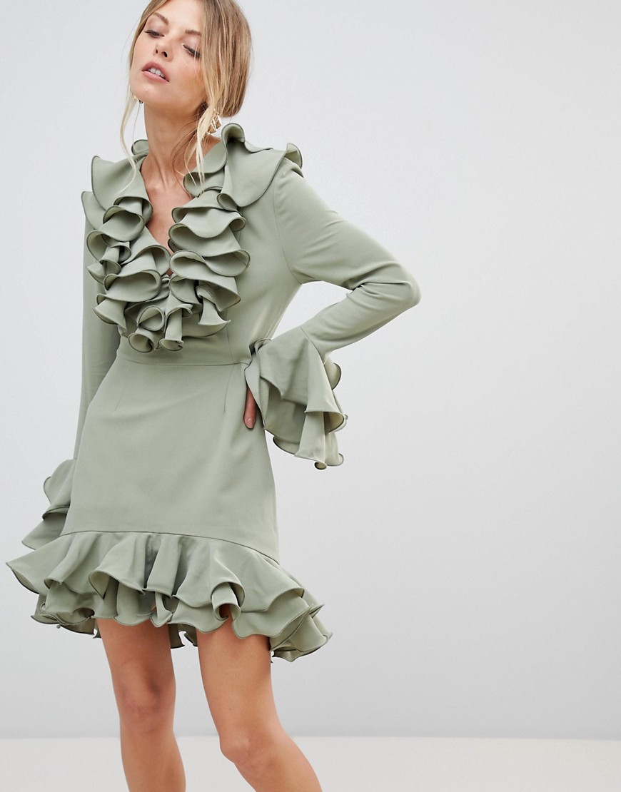 C/Meo Collective Immerse Ruffles Dress - Sage