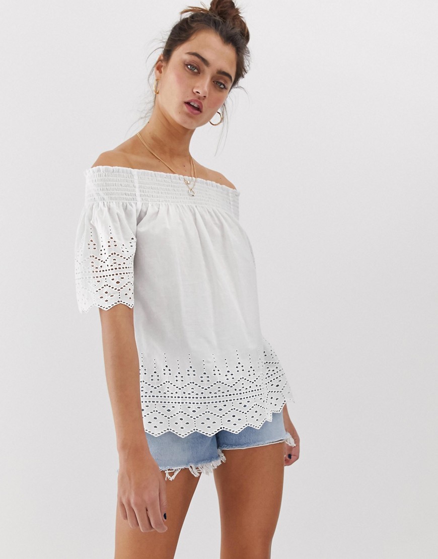 Only broderie anglais off shoulder top
