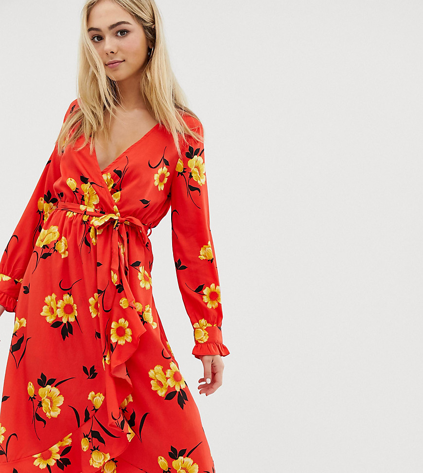Wednesday's Girl midi wrap dress in floral print