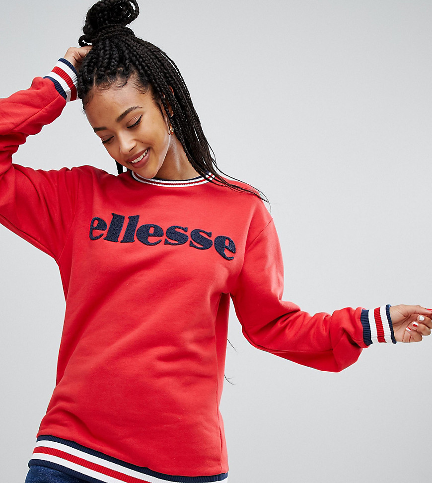 Ellesse Relaxed Sweatshirt With Large Flocked Logo - Red