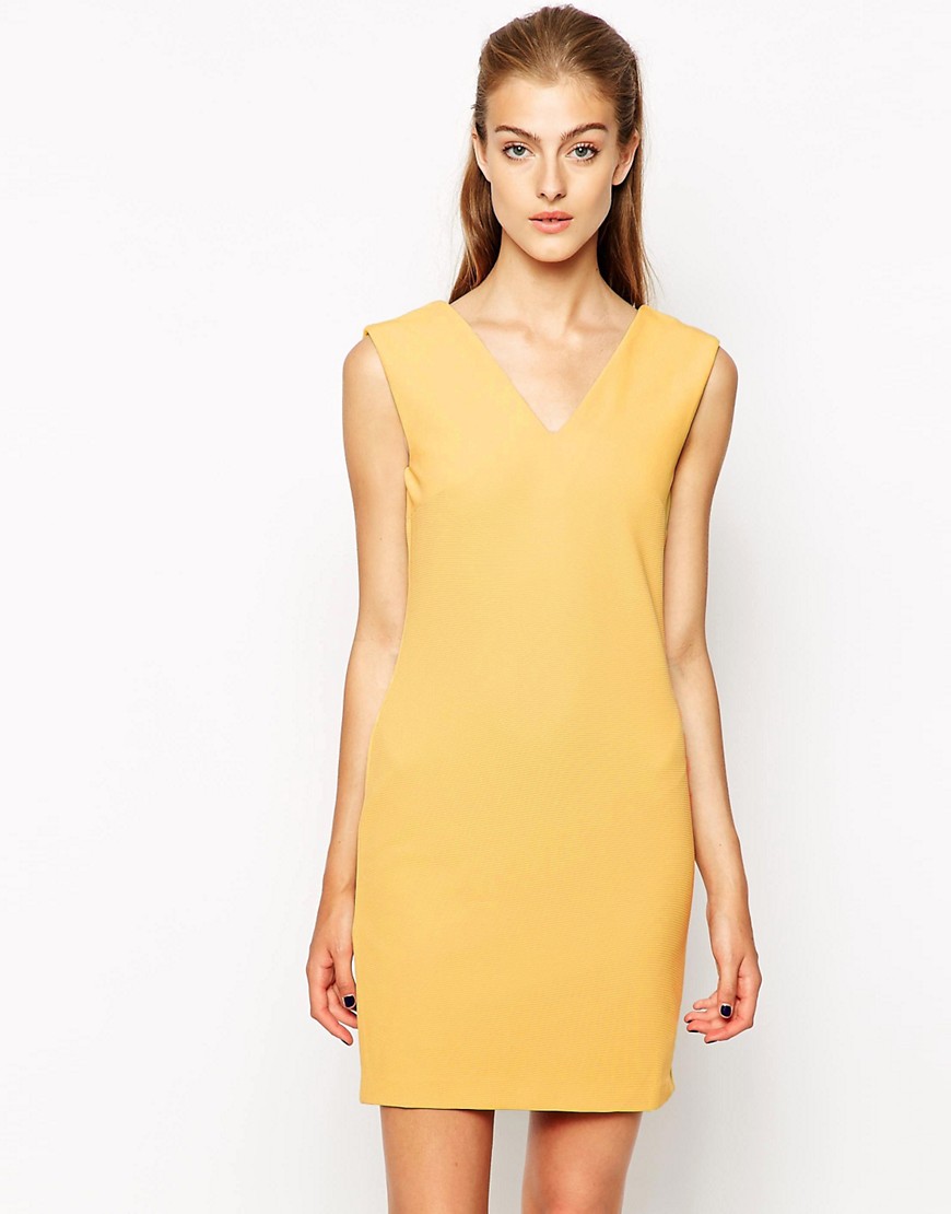 Mango Bonded Bodycon Dress - Yellow