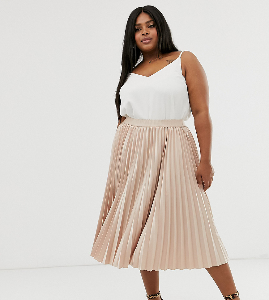 Outrageous Fortune Plus midi pleated skater skirt in mink
