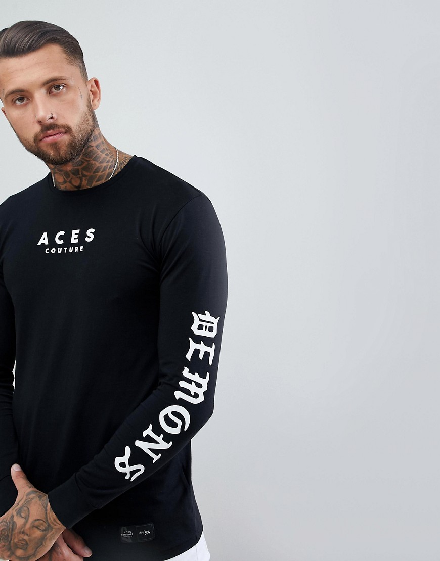 Aces Couture muscle long sleeve T-shirt with arm print
