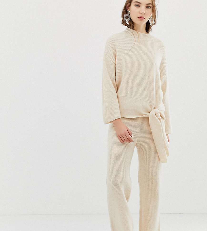 Mango knitted trousers co-ord in beige