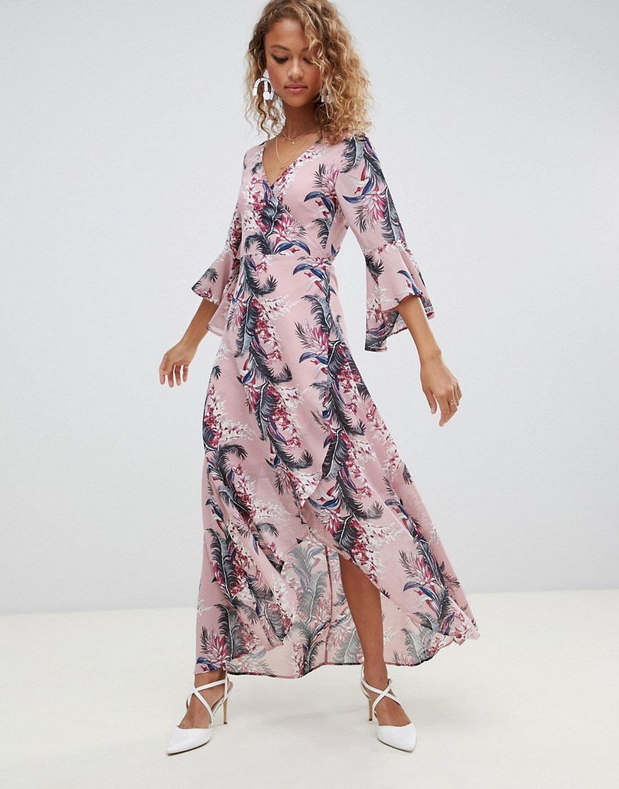 Glamorous floral maxi wrap dress