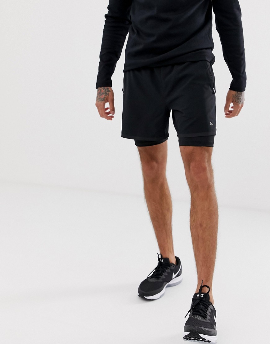 Calvin Klein Performance 2 in 1 shorts in black