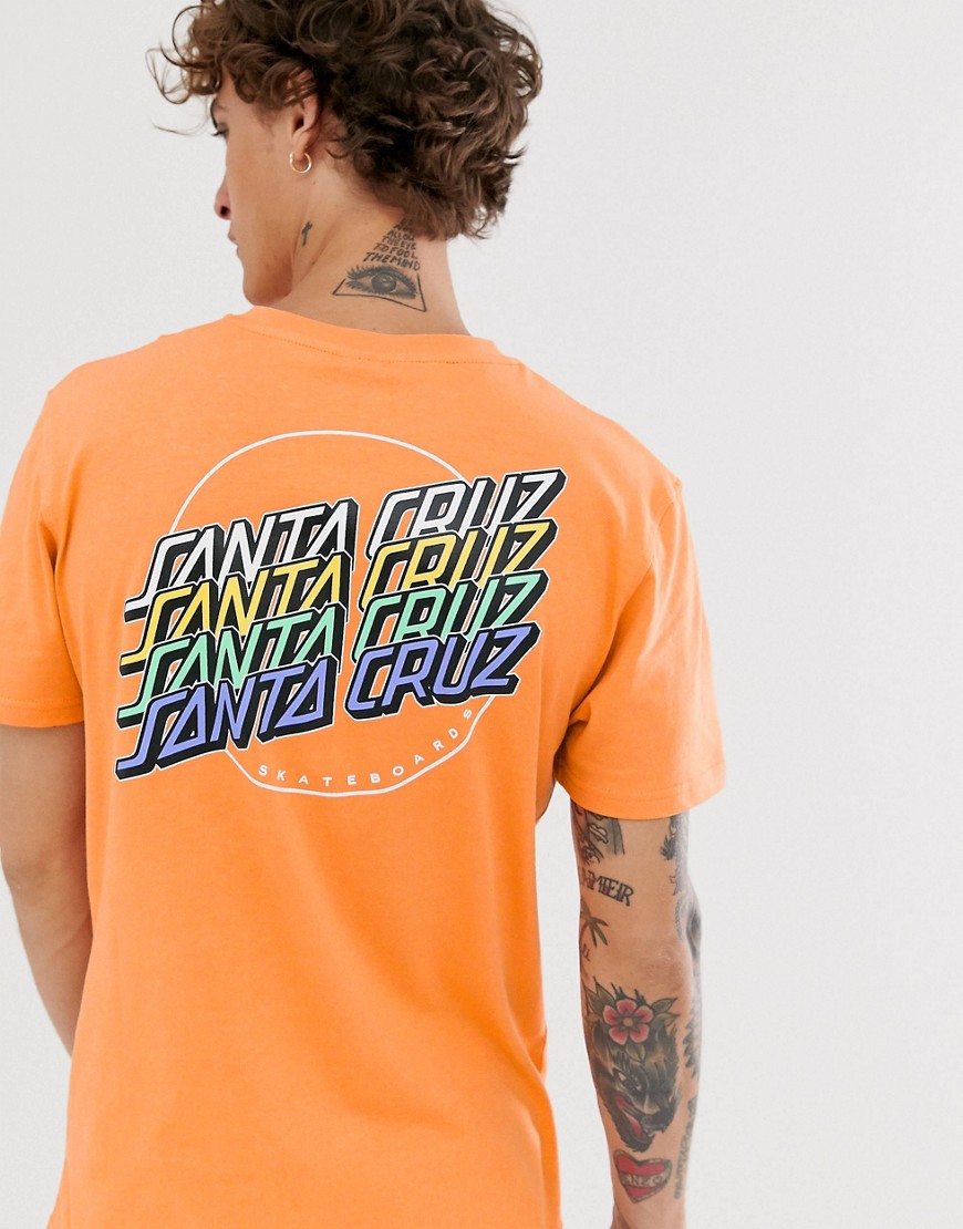 Santa Cruz Multi Strip t-shirt with back print in orange