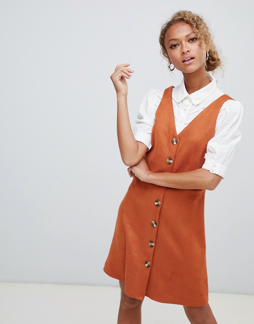New Look Suedette Button Through Pinny