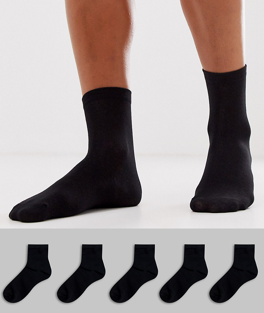 Only & Sons 5 pack ankle socks in black