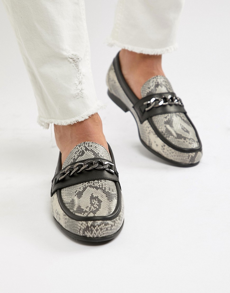 ASOS EDITION loafers in snake print with snaffle