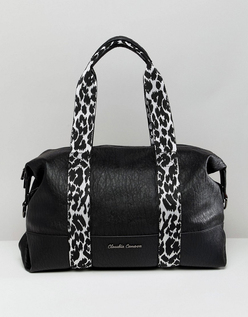 Claudia Canova soft grain shoulder bag with zebra print webbing detail