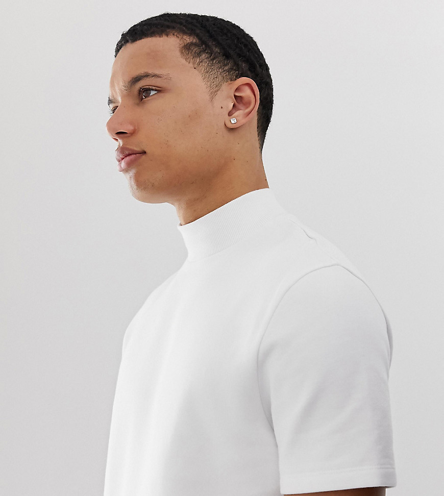ASOS DESIGN Tall short sleeve turtle neck sweatshirt in white