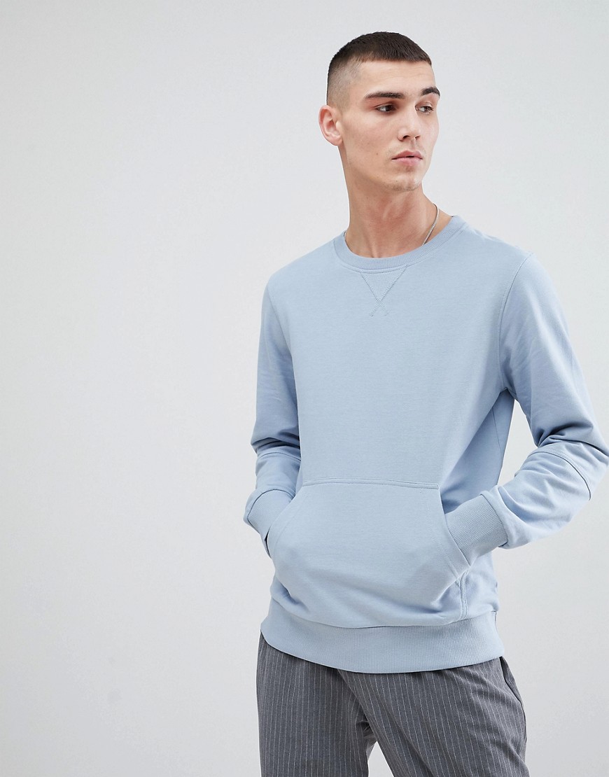 Another Influence Crew Neck Front Pocket Sweat - Blue
