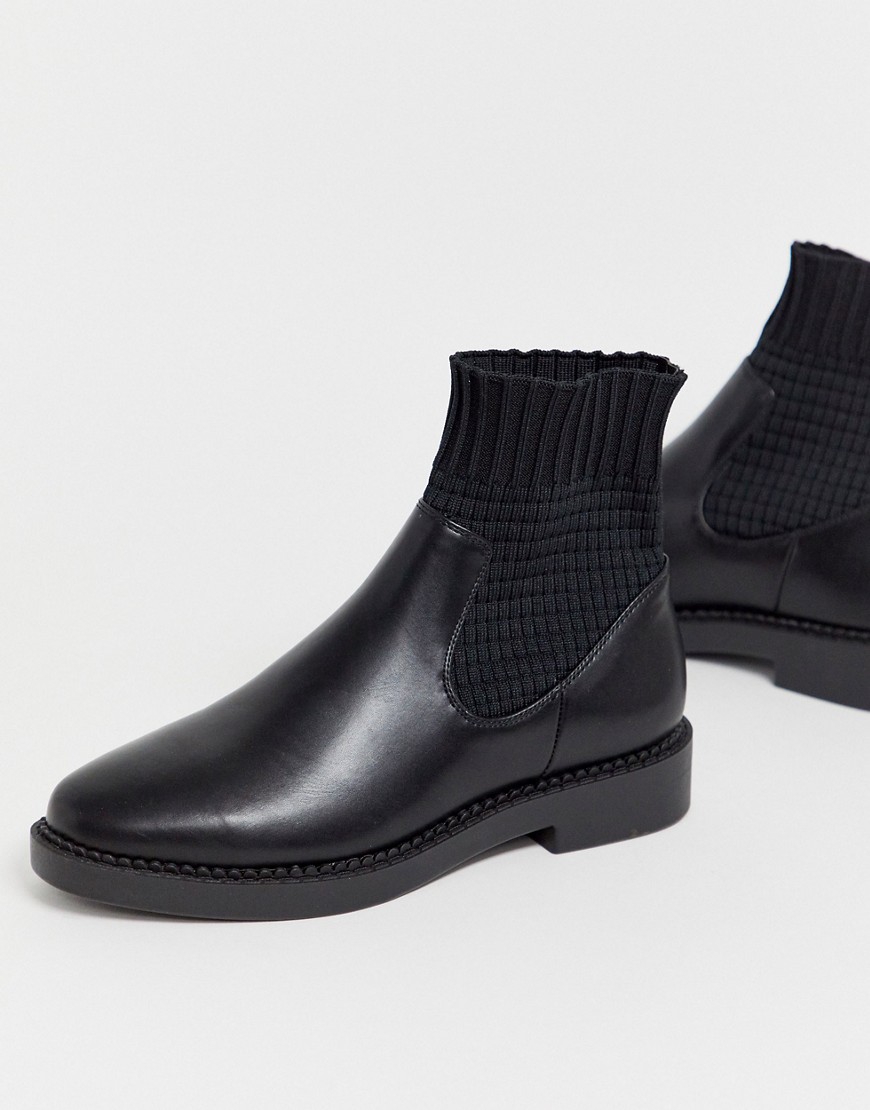 Asos Design Wide Fit Anna Chunky Sock Boots In Black