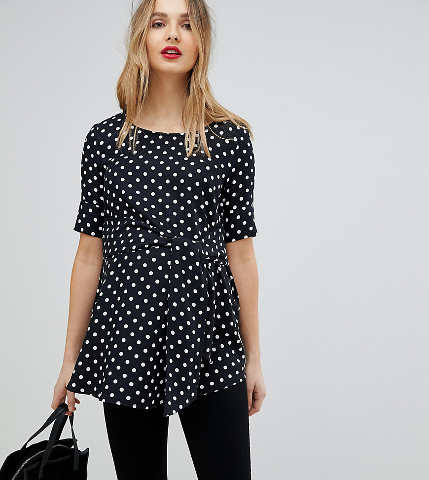 Isabella Oliver Polka Dot Top With Wrap Tie Waist