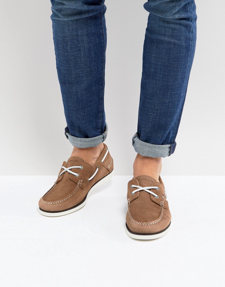 Tommy Hilfiger Classic Suede Boat Shoes in Tan - Taupe