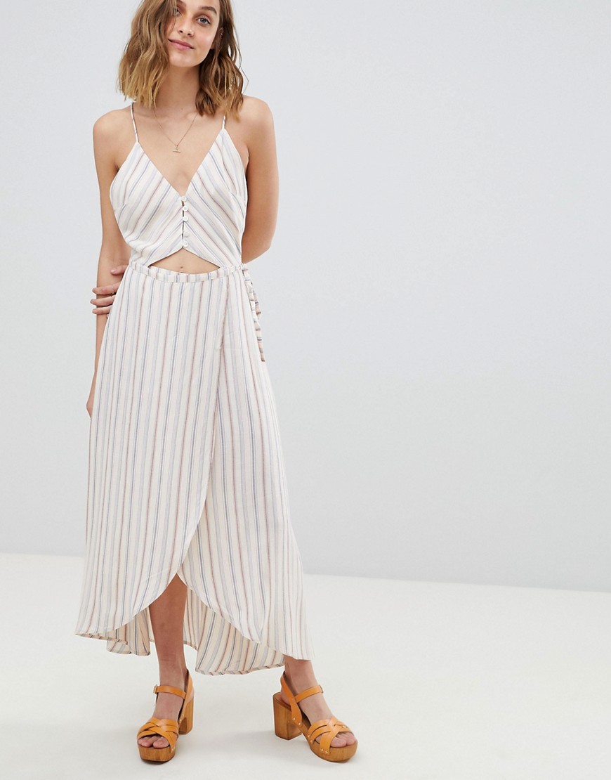 Rahi Cali Stripe Button Front Wrap Dress - Multi stripe