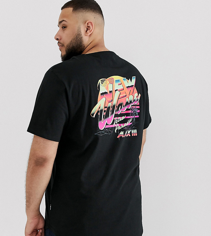Only & Sons longline t-shirt with new wave front and back print