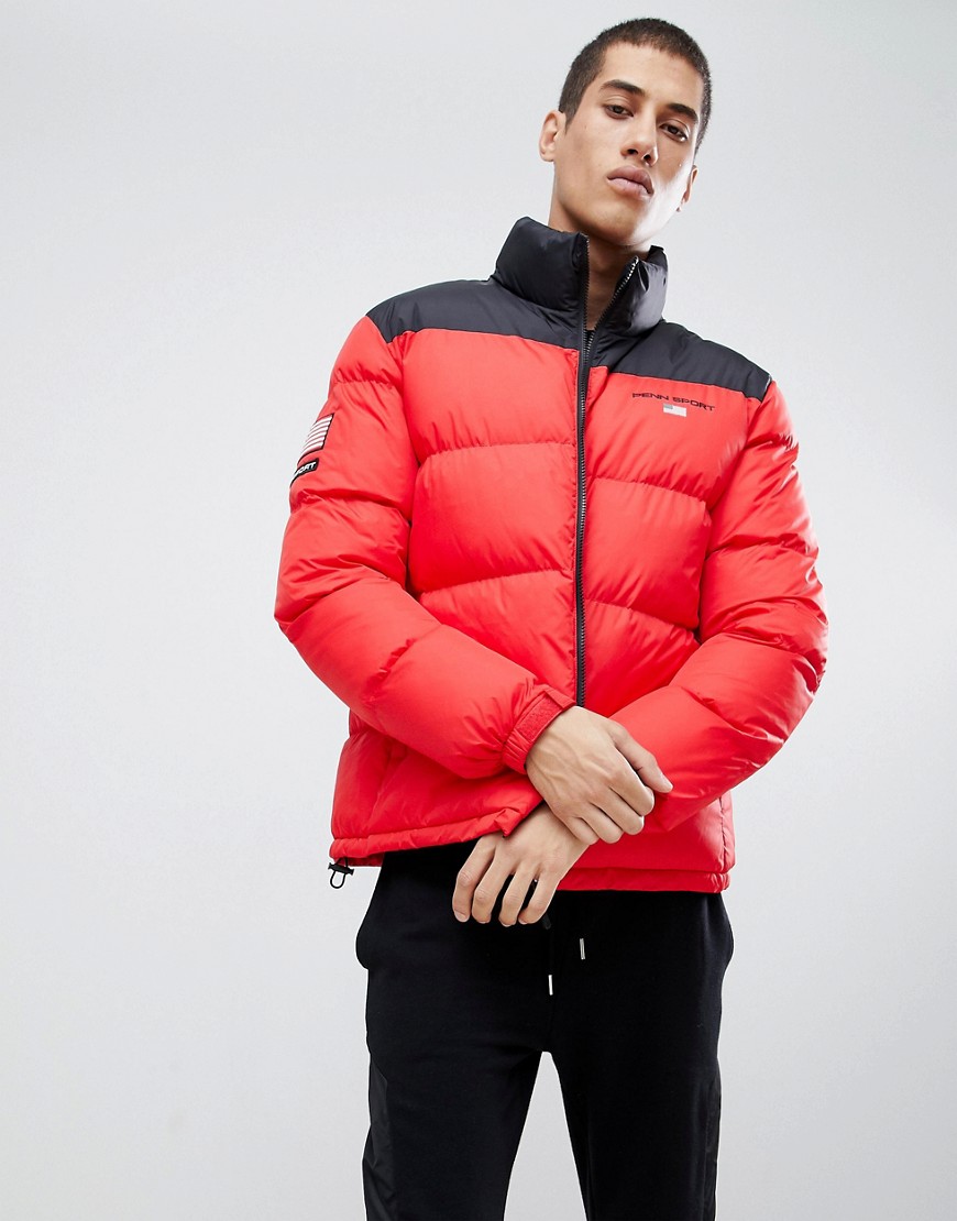 Penn Sport puffer jacket in red with small logo