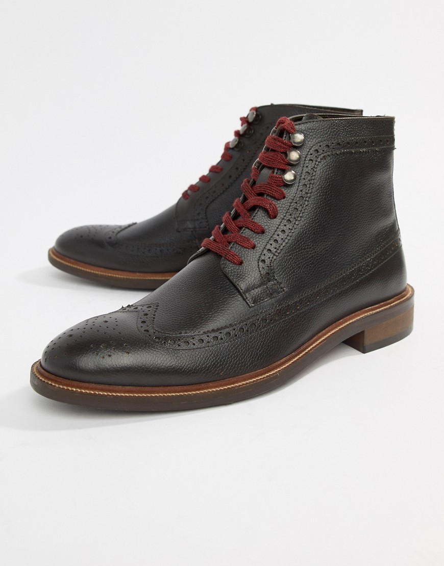Dune Lace Up Brogue Boots In Brown