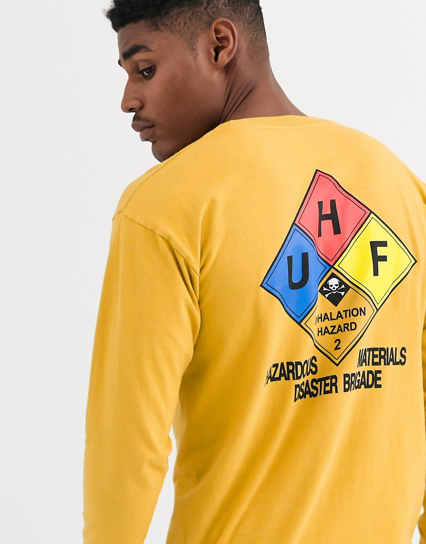 HUF Hazard long sleeve t-shirt with back print in yellow