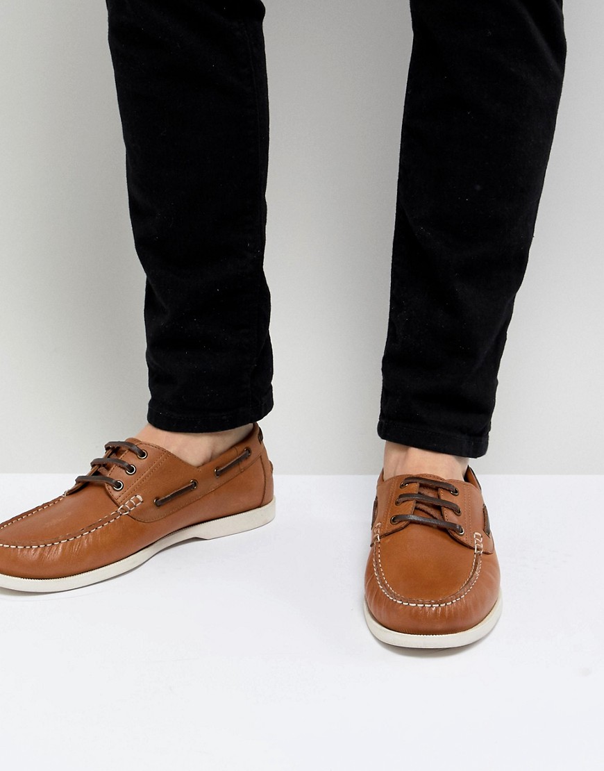 Kurt Geiger London Leather Boat Shoes In Brown