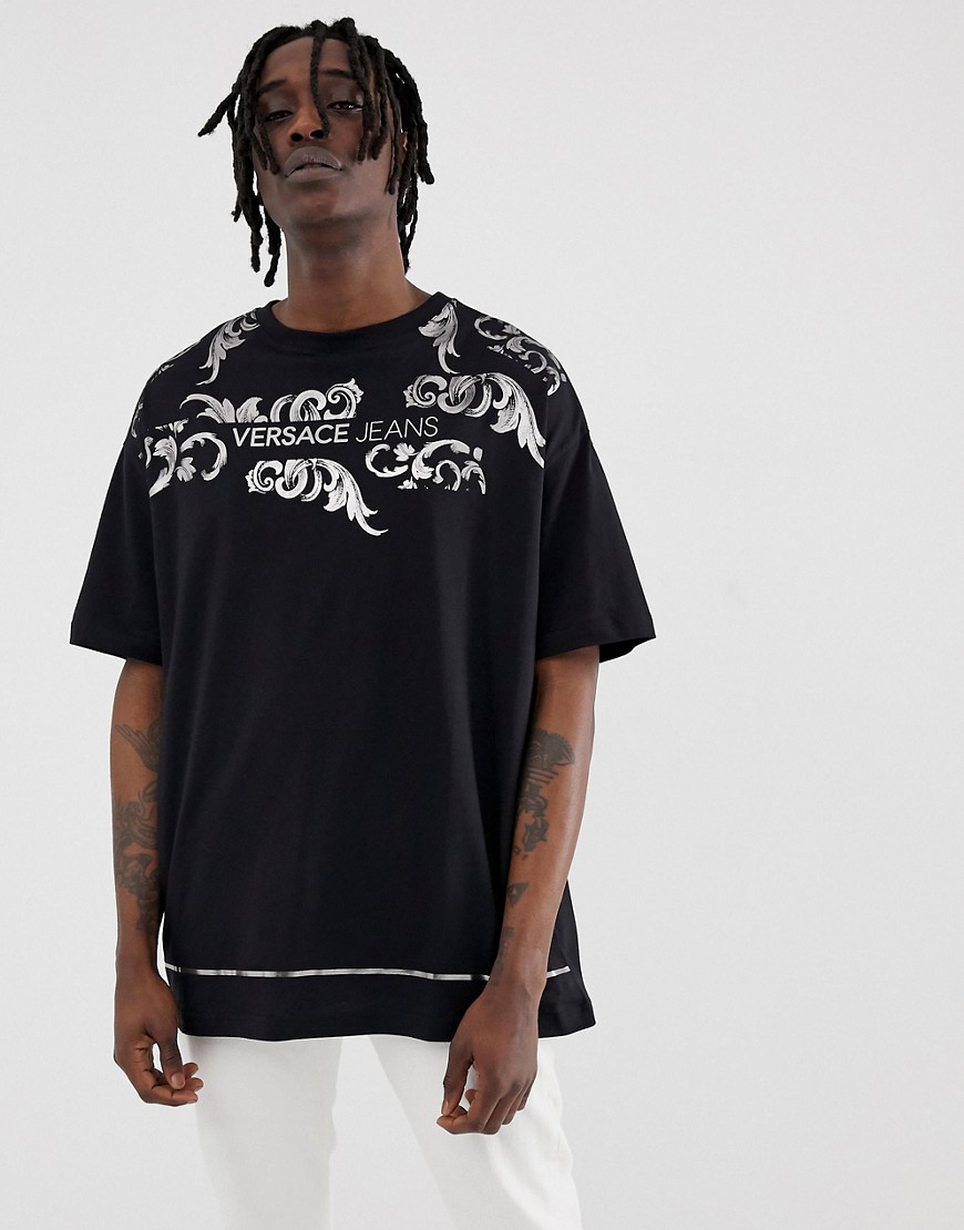 Versace Jeans oversized t-shirt in black with gold logo