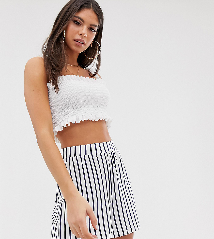 ASOS DESIGN Tall culotte shorts in white and navy stripe print