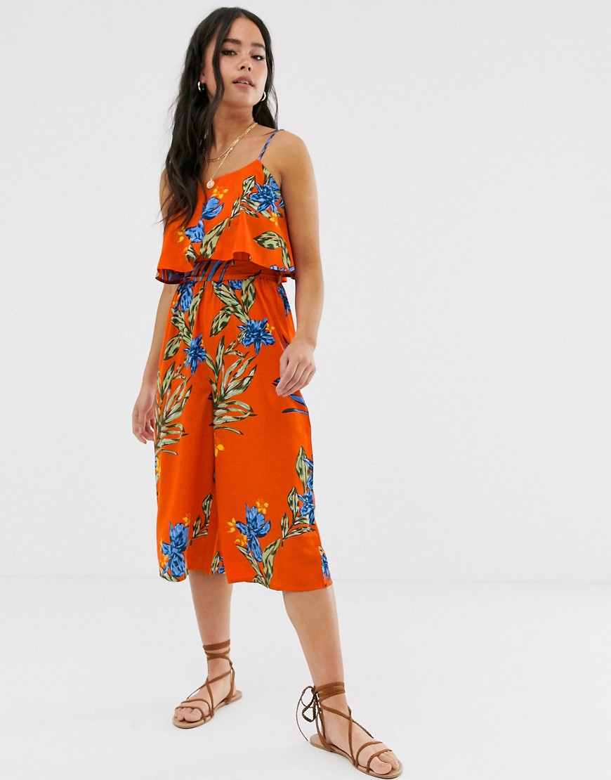 Influence overlay jumpsuit in bright floral print